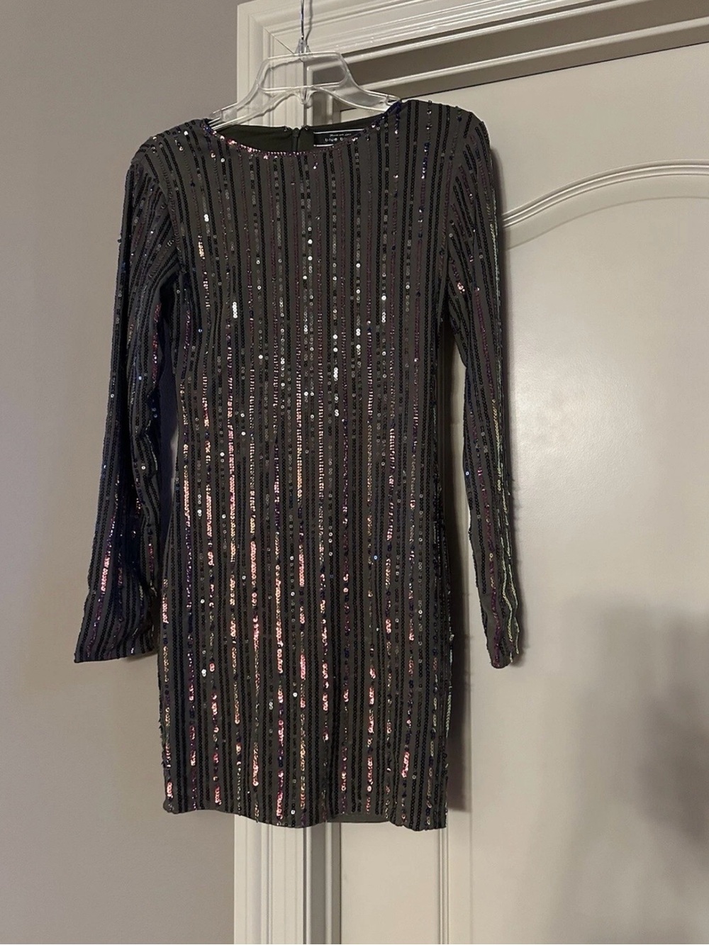 Long Sleeve Blue Blush Olive Sequin Bodycon Dress